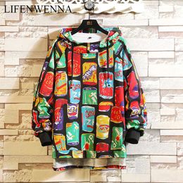 LIFENWENNA Creative Funny Graffiti Print Pullover Hoodies Sweatshirts Mens Hipster Punk Rock Hip Hop Streetwear Sweatshirts Tops 210528