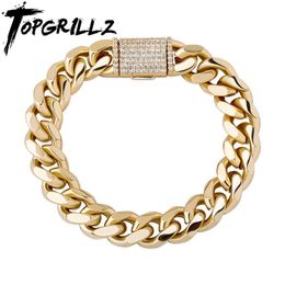 TOPGRILLZ 10mm12mm Box Clasp Cuban Iced Out Bracelet Hip Hop High Quality Fashion Charm Jewelry Gift For Men Women