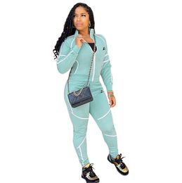 Women Tracksuits Solid Slim Long Sleeve T Shirt Breathable Two Piece Pants Set Leggings Sports Jogger Suits Ladies Casual Clothes