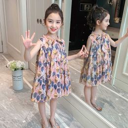 Kids Girls embroidered dresses fashion 2021 summer Baby girl sleeveless lace Flowers dress kids princess party clothing 2-1Years Q0716
