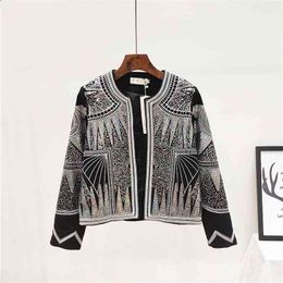 Spring Summer Woman Sequins Jacket Round Neck Long Sleeve Chic Fashion Coat Bling Embroidery Street Boho Vintage Lady 210603