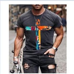 2021 Mens Print t shirts Geometric Printing Youth Short sleeve Summer Street Style T-shirts High Quality Tees Plus Size Tops 5 Colors