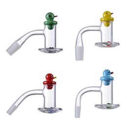 Popular Style Blender Spin Quartz Banger 2mm Thick Smoking Accessories 10mm 14mm Male Joint 45 90 Degree Bevelled Edge With Duck Carb Cap Glas Ruby Pearls Nail