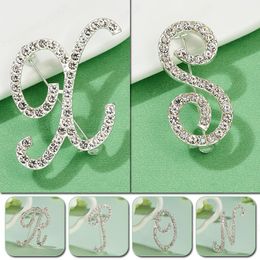 Metal Crystal English Letter Word Brooch Silver Colour Lapel Pin Suit Shirt Collar Pins Brooches for Women Accessories