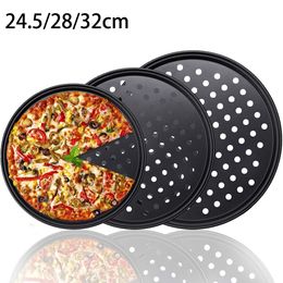 Pizza Pan With Hole Round Baking Mould Carbon Steel Perforated Nonstick Bakeware Oven Tray Baking Dish Plate