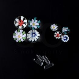 Smoke Glass Pearls Sets with 22mm 13mm 1pcs Pill Built-in Flower Marble Terp Slurper Set For Quartz Banger Nail