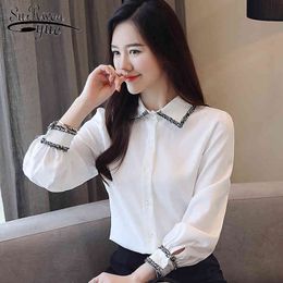 fashion woman blouses solid color shirts long sleeve OL women shirt chiffon tops and causal blusa 1048 40 210521
