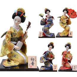 MYBLUE 30cm Kawaii Japanese Anime Geisha Kimono Doll House Decorative Figurine Home Room Decoration Accessories Mordern 211108