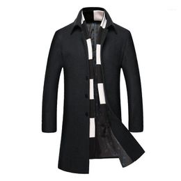 Style Smart Casual Wool Coat Men Turn Down Collar Thickening Warm Woollen Trench Male Outerwear1