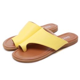 Slippers Summer Women Slides Outside Wear Sandals Soft Ladies Comfortable Flat Open Toe Beach PU Shoes