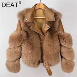 DEAT Winter Fashion Jacket Lapel Long Sleeve Zipper Solid Colour Temperament Thickening Loose Fur Coat Women 13V1215 211220