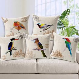 Slow Soul Nordic Retro Parrot Cushion Cover Animal Printed Decorative Pillow Case For Sofa Funda Cojin Capa De Almofada Cushion/Decorative