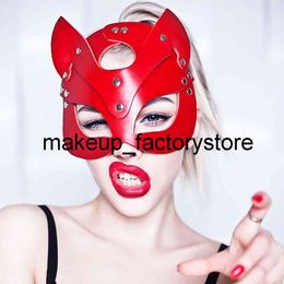 Massage Sexy BDSM Leather Red Mask Headgear head Harness slave Roleplay Bondage Fetish Adult Erotic Sex Toys for Woman Flirting Store