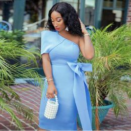 -Casual Dresses Afrikaner für Frauen Dashiki Eine Schulter Bogen Kleidung Plus Size Blaue Abendparty Midi Bodycon Afrika Kleid