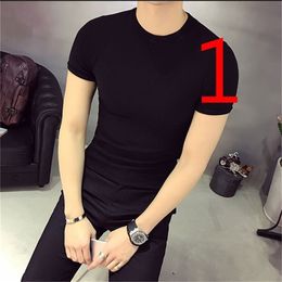 Men's silk short-sleeved t-shirt tide brand Korean version of ice thin section printing Slim trend shirt male 210420