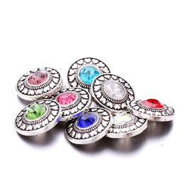 Simple Hearts Rhinestone Snap Button Charms Women Jewelry findings 18mm Metal Snaps Buttons DIY Bracelet jewellery wholesale