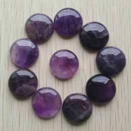 20MM amethyst Quartz stone flat base Round cabochon Cystal Loose beads for Necklace earrings jewelry & Clothes Accessories making Wholesale