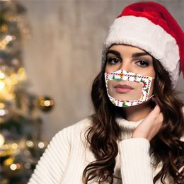 With Visible Clear Window Earloop Mask Lip Reading Transparent Masks Christmas Face Mask Lip Deaf-mute Impaired Deaf Mouth mask GGE1804