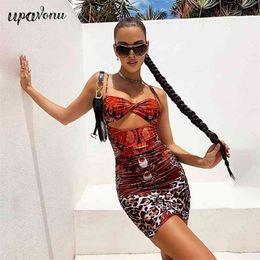 Free Summer Women's Stretch Print Dress Sexy Spaghetti Strap Bodycon Hollow Club Party es Vestidos 210524