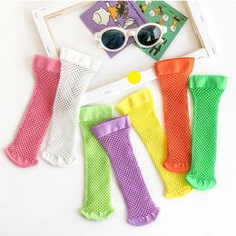 Fashion Baby Girl Mesh Socks With Big Bow Summer Cotton Breathable Black White Cute Toddler Kids 0-3Y 20pcs