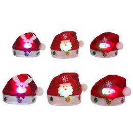 LED Merry Christmas Light up Hat Illuminate New Year Cap for Kids Party Decoration Xmas Gifts Supplies