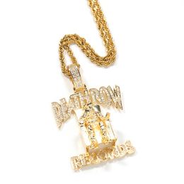 Fashion Hip Hop Rapper Style CZ DEATHROW Pendant Stainless Steel Chain Necklace
