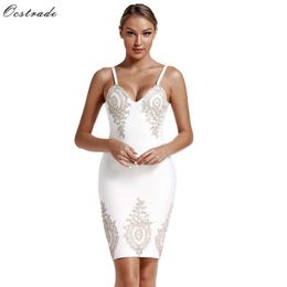 Ocstrade Sexy Night Club Dress Bandage Spring Summer Arrival Embroidered Women White Bodycon Party 210527
