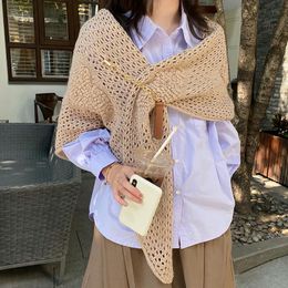 Bow Ties 2021 Spring Autumn Shoulder Shawl Wraps Fake Collars For Women Knitted Scarf Neckwear Nep Kraagie