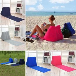Beach Mat Camping Mattress Beach Lounger Cushion with Inflatable Pillow Foldable Beach Chair Camping Travel Air Bed Y0706