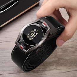 Belt Men Genuine Leather Young Fashion Design Jeans Cowhide Black Automatic Buckle Luxury Brand Male s 18319P