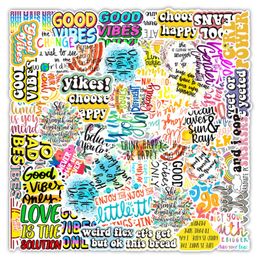 50pcs Wholesale Colorful Inspirational English Words Stickers For Water Bottle Luggage Skateboard Guitar Laptop Car Decal Kids Gifts Toys