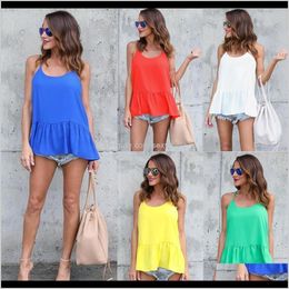 Dresses Womens Clothing Apparel Drop Delivery 2021 Fashion Summer Sexy Women Mini Casual Sleeveless Solid Blue Red Dress Size S-Xl Jwozo