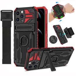 Military Grade Heavy Duty Wristband Armband Sport Cases Armor Shockproof Cover For iPhone 13 12 11 Pro MAX XR XS Max 8 Samsung S20 FE S21 S22 Ultra A10S A20S A21S A31 A51