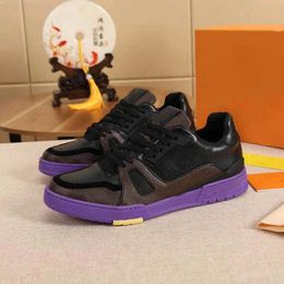 2022 Luxus Designer Kleid Schuhe Trainer Schwarz Lila Braun Farbe Trainer Low Cut Sneakers Gute Qualität mit Box