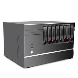 8 Bay NAS Case Enclosure Swap Server Chassis with 2.5 3.5NAS Hard Drive for Micro ATX System