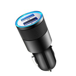 12V-24V Dual USB Car Charger Charging Metal Ports 3.1A Aluminium Alloy for Mobile Phone Universal