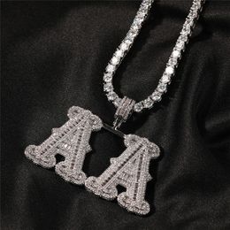 New Design Men Women Custom Name Ice Out Bling CZ Letter Necklace Jewellery with 3mm 24inch Rope Chain