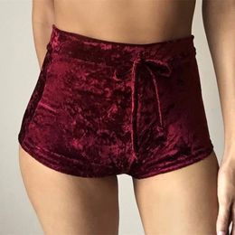 women velvet drawstring shorts plus size casual high waist spring summer sexy skinny booty shorts feminino 210518