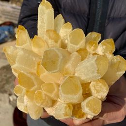 250-950g Natural Yellow Ghost Phantom Quartz Crystal Cluster Healing Specimen home decoration office living room crystal decora