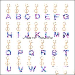 Key Rings Jewelry Fashion A-Z Letter Keychain Trendy Creative Colorf 26 English Initial Resin Handbag Keyring Women Gift Drop Delivery 2021