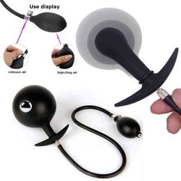 NXY Anal toys Inflatable Huge Butt Plug Built in Steel Ball Women Vaginal Dilator Expandable Silicone Men Prostate Massager Sex Toys 1125