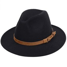 Winter And Autumn Imitation Wool Ladies Men's Fedora Top Jazz Hat European American Round Dome Wide Brim Hats