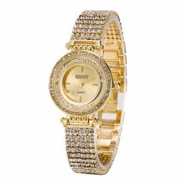Creative Womens Watches Gold Luxury Ladies Bracelet Watch Quartz Wristwatch Dress Shiny Rhinestone Strap Wristwatches