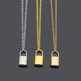 High Quality Stainless Steel Lock Pendant Necklaces Branded V Necklace Gold Plated Classic Style Logo Printed Women Designer Jewellery With Free Dust bag