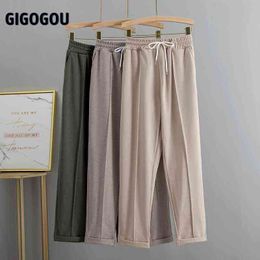 GIGOGOU S-2XL Spring Summer Women Harem Pants High Waist Drawstring Solid Peg Leg Fly Pant Workwear Trouser Carrot 211124