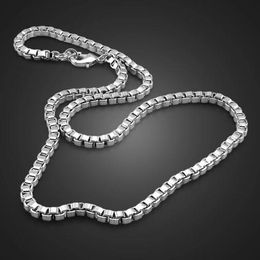 Chains Classic Really 100% 925 Sterling Silver Box Chain Necklace Fashion Men & Women 3mm 18-26 Inch Choker Hip-hop Punk Jewellery