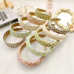 2021 Summer Sponge Straw Braided Bezel Hair Accessories Women Headband Hairband Opaska Do Wlosow