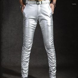 leather trousers for men Australia - Men's Pants 2021 Arrival Mens Trousers Casual Pu Leather Male Motorcycle Skinny Streetwear Slim Fit Plus Size1