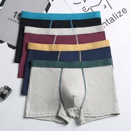 Underpants 4pcs 6XL 5XL High Quality Men'S Underwear Pure Cotton Boxer Plus Size Elastic Fat Shorts Breathable Comfortable