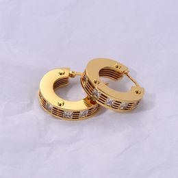 Multi-Layer Diamond Circle Earrings Layered Cold Stud High-End Style Copper-Plated 18K Gold Fashion All-Match Jewellery Accessories